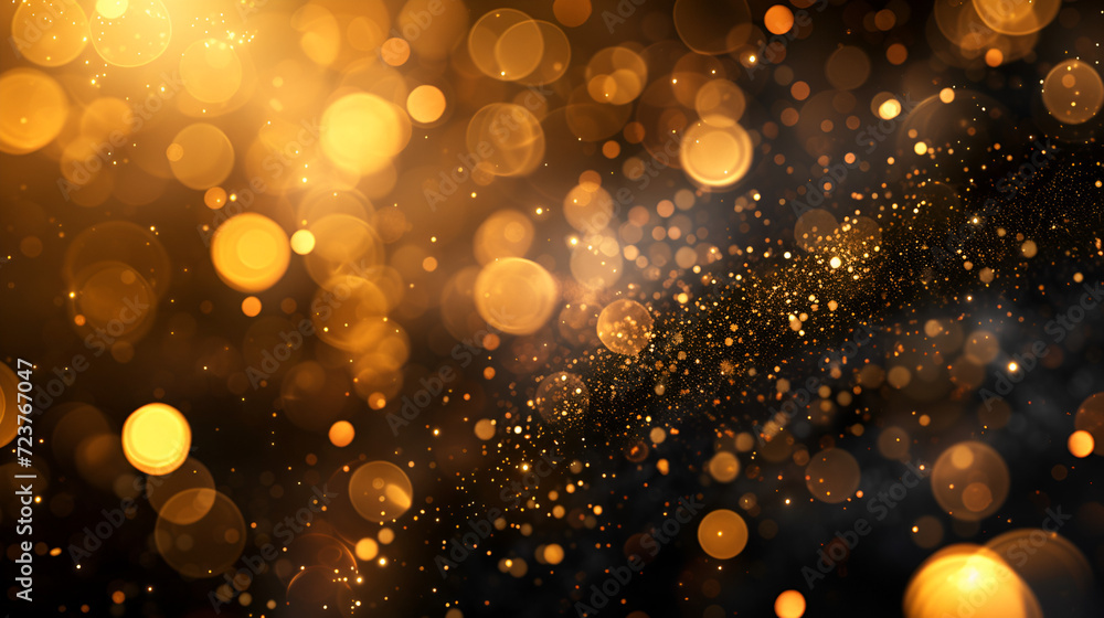 falling gold lights gala texture gold abstract sparkle dust particles light dark pattern Gold overlay bokeh glitter background dark glistering particle background christmas shiny shimmer, generative a