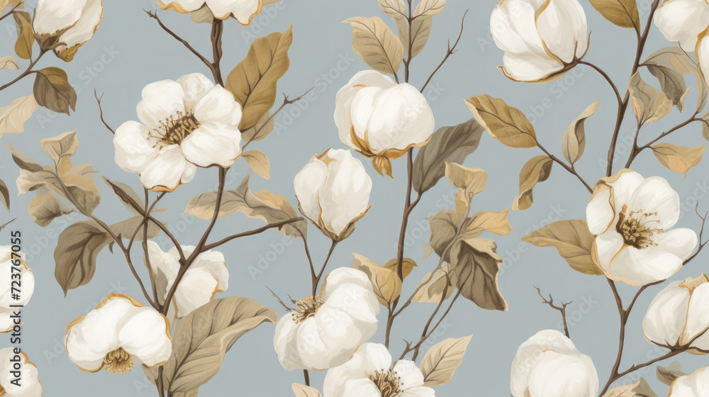 Cotton flowers abstract background