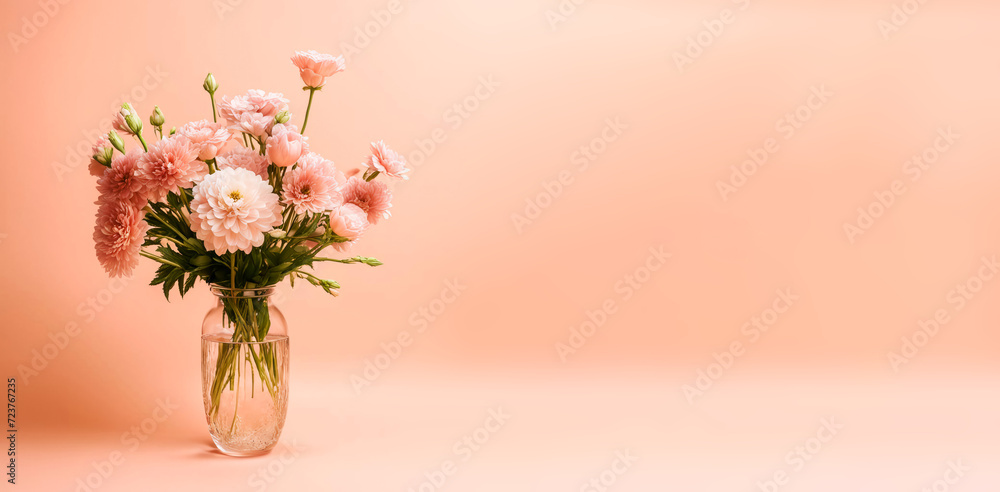 a bouquet of beautiful fresh flowers, a gift, decoration for holidays, birthday, wedding, valentine's day, women's day. the peach color of the year. artificial intelligence generator, AI, neural netwo