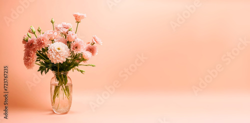 a bouquet of beautiful fresh flowers, a gift, decoration for holidays, birthday, wedding, valentine's day, women's day. the peach color of the year. artificial intelligence generator, AI, neural netwo