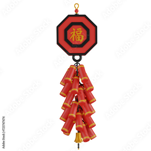 3d render Chinese New Year Crackers illustration 