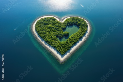 luxury tropical island in form of heart top view