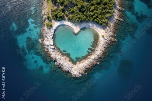 luxury tropical island in form of heart top view