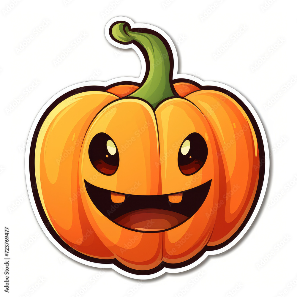 Cute pumpkin face wihte isolated background Cute pumpkin face wihte isolated background