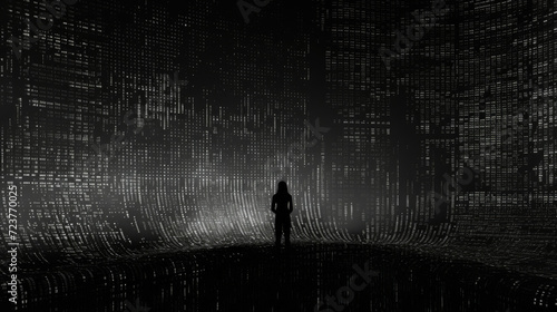 Dark color technological digital ascii art abstract background matrix wallpaper photo