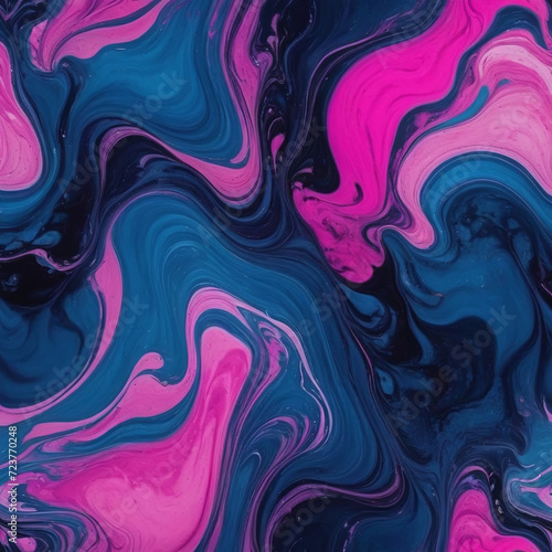 Luxury abstract fluid art painting in alcohol ink technique, mixture of blue and purple paints. Imitation of marble stone cut, glowing veins
