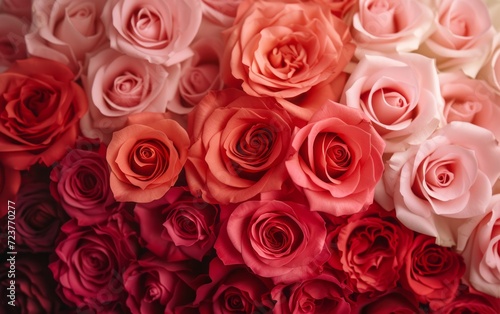 Pink and red roses as background  closeup