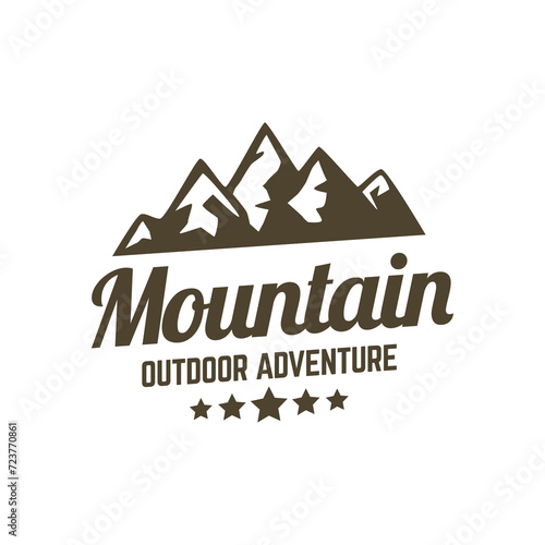 Adventure and outdoor vintage logo template  badge or emblem style. Mountain logo vector design template.