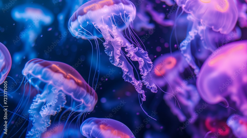 neon lit jellyfish pattern background, vibrant, stunning neon lit jellyfish pattern background, vibrant, stunning