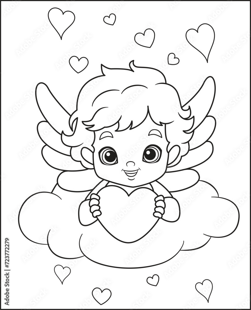 cupid angel valentine heart coloring book for children