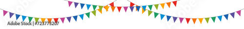 Carnival garland, bunting flags banner, birthday party decoration isolated on transparent background.