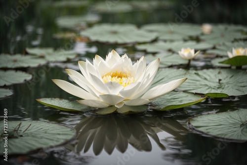 A white lotus in a pond