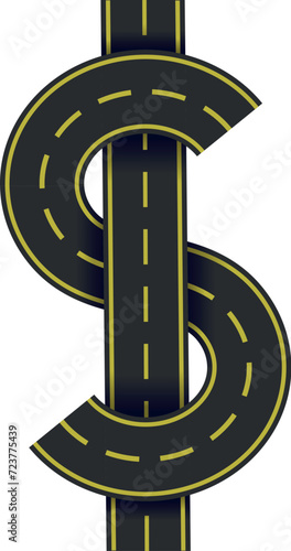 road with a dollar sign
