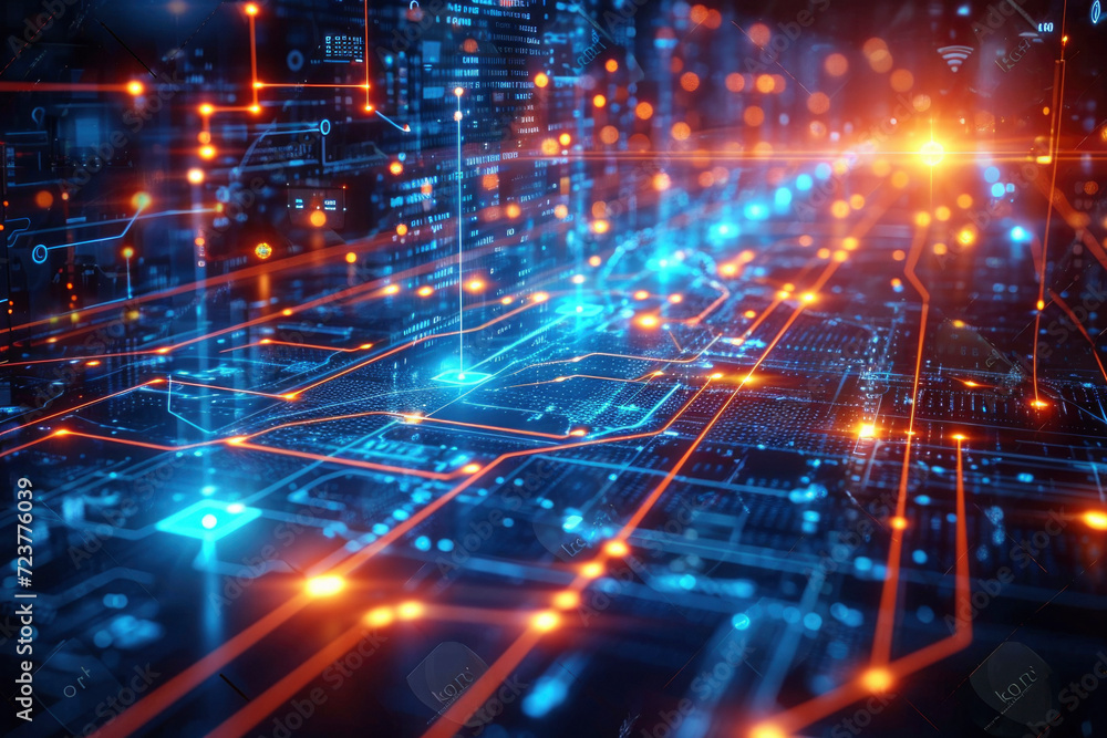 blue Cyber digital data technology background. Edge Computing, explore the benefits and challenges of edge computing in enhancing real blue Cyber digital data technology background. Edge Computing, explore the benefits and challenges of edge computing in enhancing real