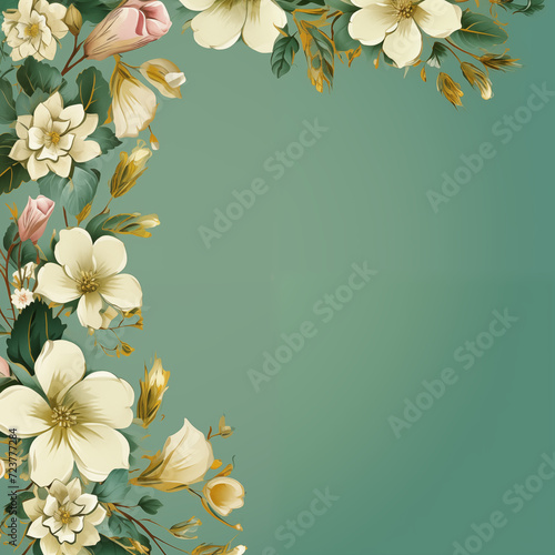 Vintage Floral Design for Elegant Invitations. Elegant floral design on pastel green, ideal for invitations and cards.