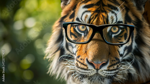 cute tiger.  closeup with glasses