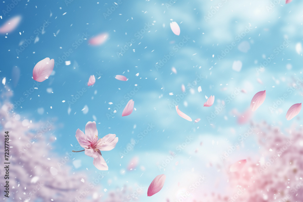 風に舞う桜の花びら、3D CG 風に舞う桜の花びら、3D CG