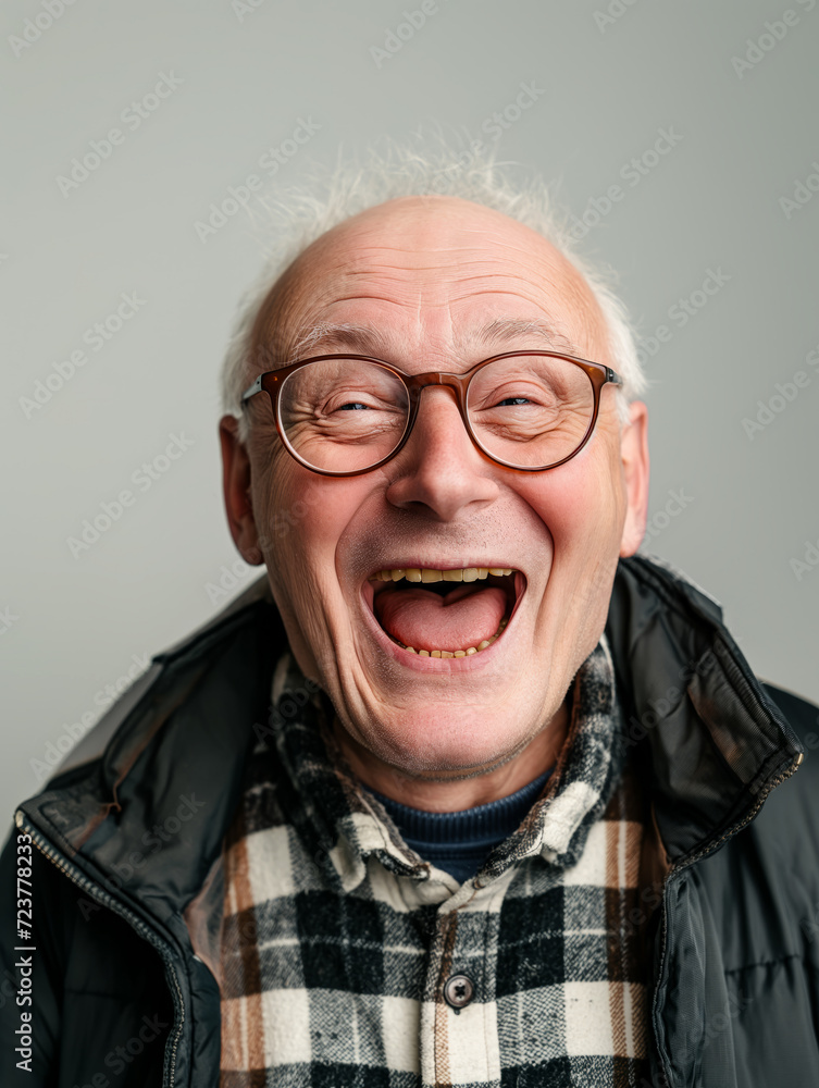 Head portrait of an expressive man. Laughing Head portrait of an expressive man. Laughing