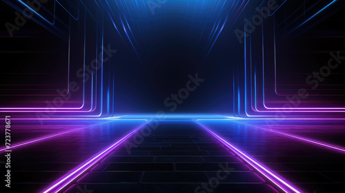 Futuristic hi tech lines studio blank neon background wallpaper © LFK
