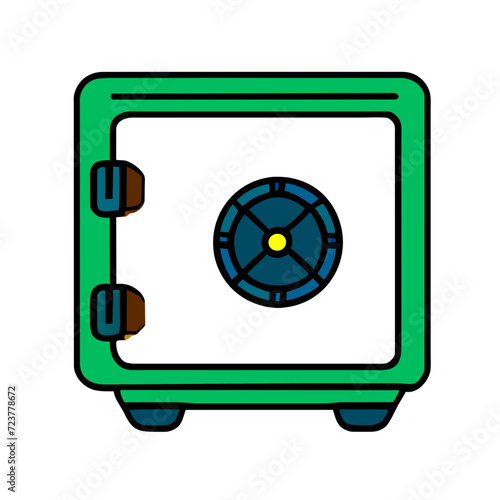 A safe for storing valuables. Colorful simple icon. Vector illustration isolated on white