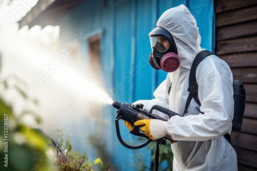 Portrait of a Determined Woman Exterminator Ready to Tackle a Pest Infestation in a Residential House photo