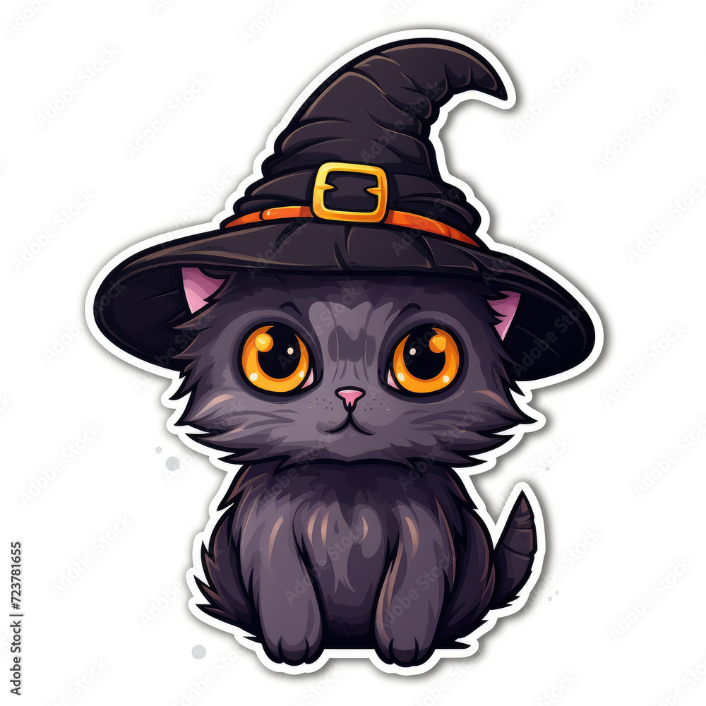 Fototapeta premium Halloween black cat sticker design