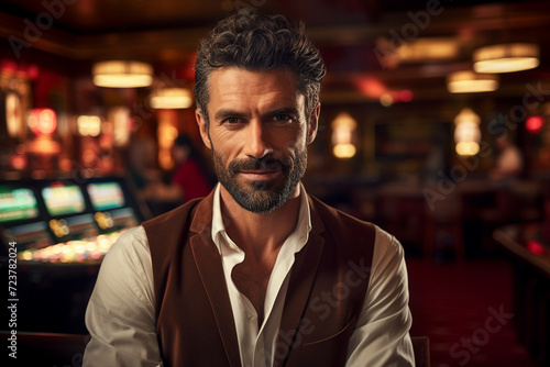 Slot machine 777 casino club poker night las vegas gaming concept Generative AI illustration