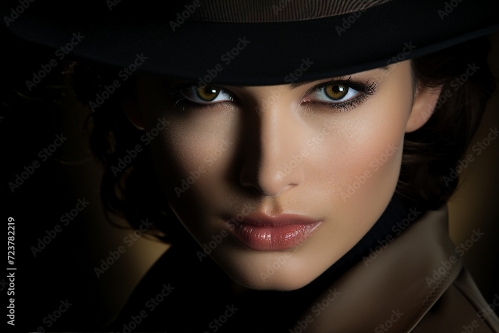 Old fashioned detective or mafia man woman in retro style hat Generative AI picture portrait Old fashioned detective or mafia man woman in retro style hat Generative AI picture portrait