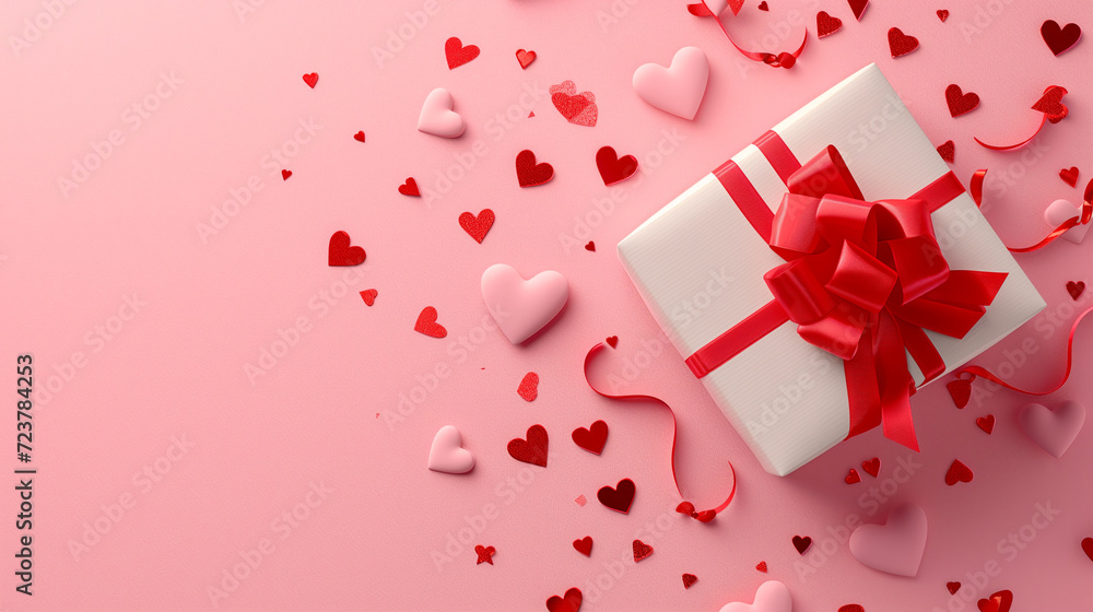 Valentine's day background with gift box and hearts. Valentine's day background with gift box and hearts.