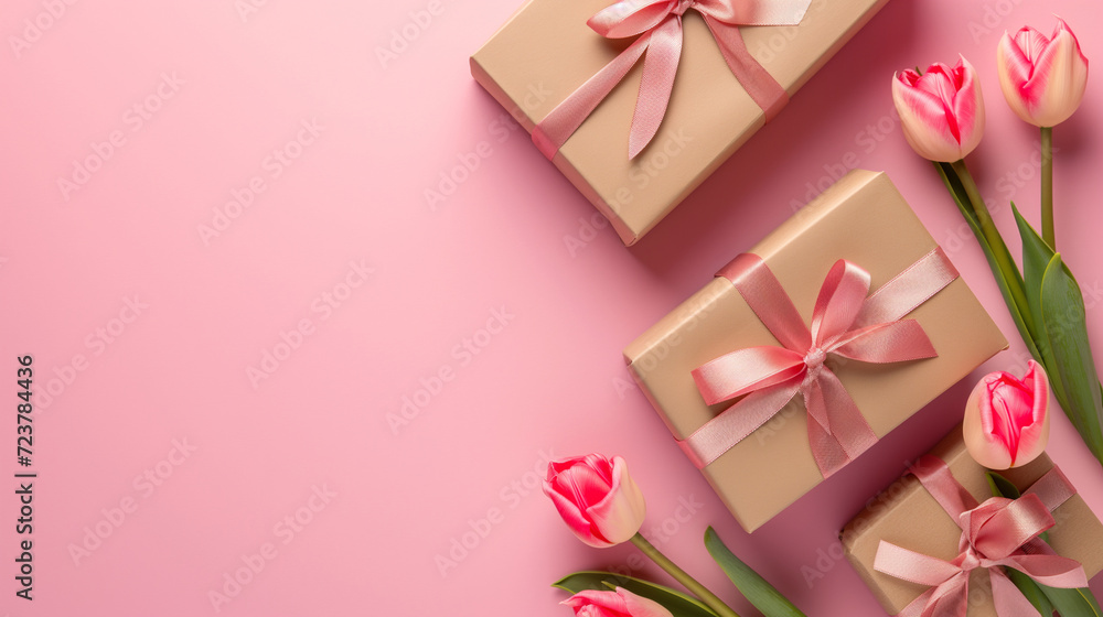 pink gift box with flowers pink gift box with flowers