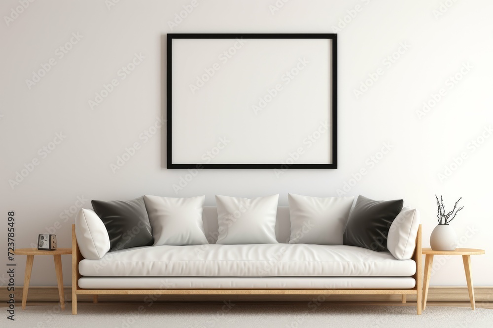 Living Room With White Couch and Two Tables Living Room With White Couch and Two Tables
