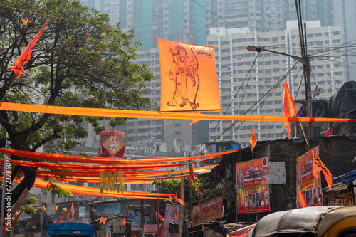  22 January 2024 On the day of inauguration of Ram Temple the streets of every market in India were decorated like a festival at prem nagar Goreegaon west Mumbai India