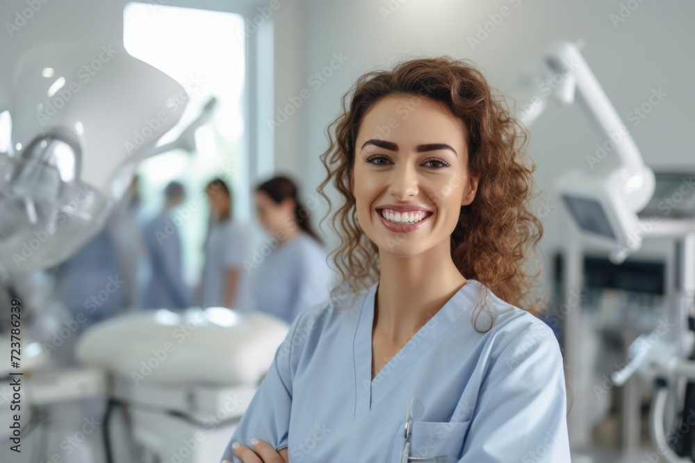 Fototapeta premium Woman Smiling in Hospital Room