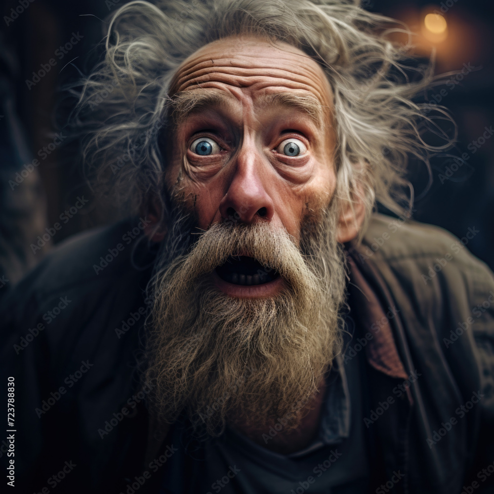 Portrait of shocked old man open mouth Portrait of shocked old man open mouth