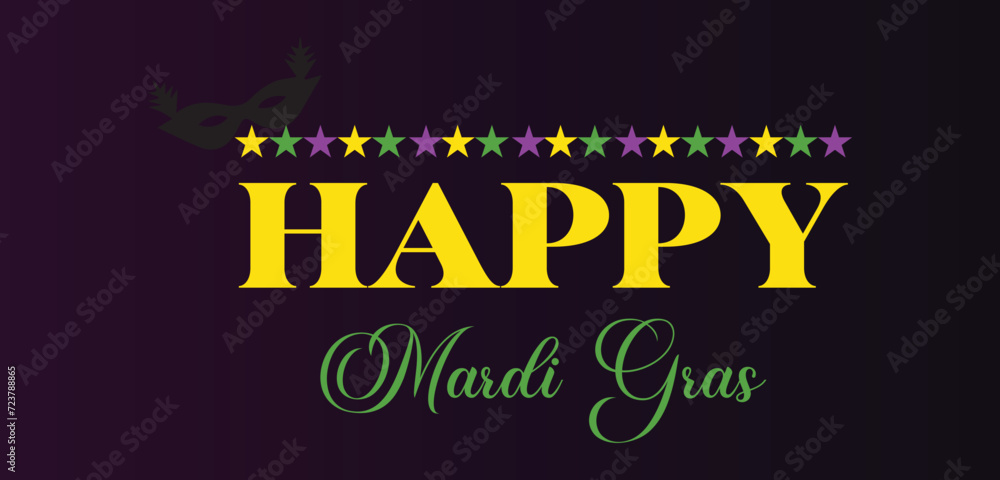 Happy Mardi Gras Stylish Text illustration Design
