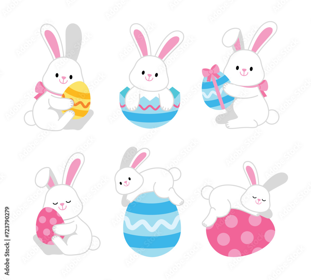 Easter bunny. Modern egg, bunnies for kids. Rabbit or hare, spring festive animal. Cute cartoon holiday vector illustration. Character design. Easter bunny. Modern egg, bunnies for kids. Rabbit or hare, spring festive animal. Cute cartoon holiday vector illustration. Character design.