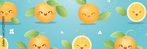 abstract colorful pattern of seamless smiling oranges
