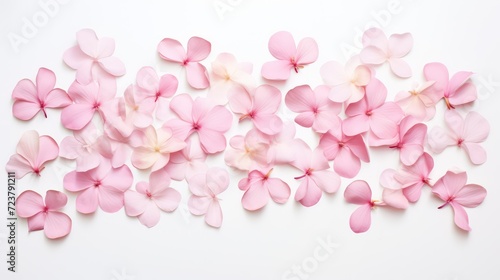 pink rose petals on white background