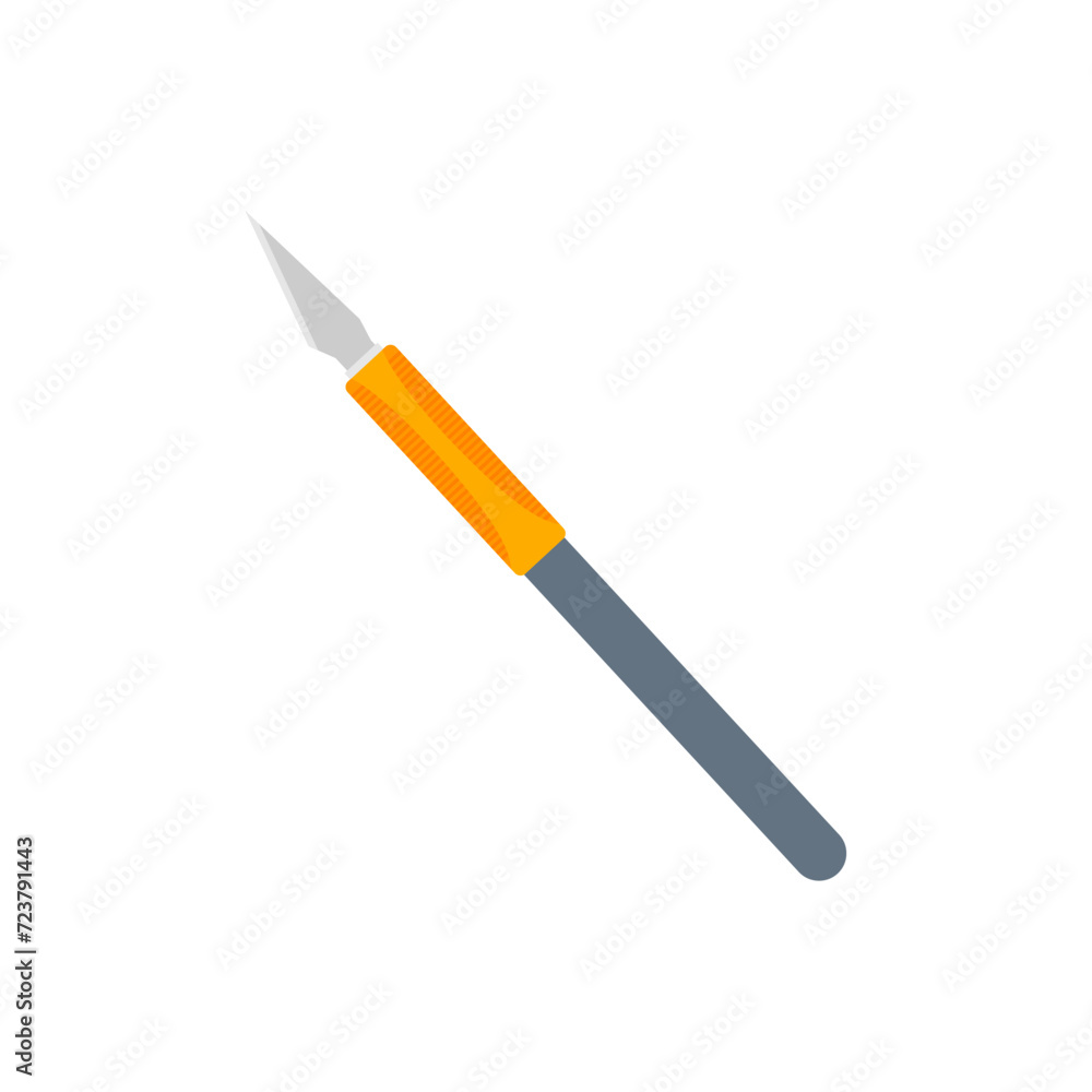art knife or hobby knife flat design vector illustration. Detailed vector illustration of hobby and utility knife handles and blades. paper cutter, cutter breadboard, craft knife art knife or hobby knife flat design vector illustration. Detailed vector illustration of hobby and utility knife handles and blades. paper cutter, cutter breadboard, craft knife