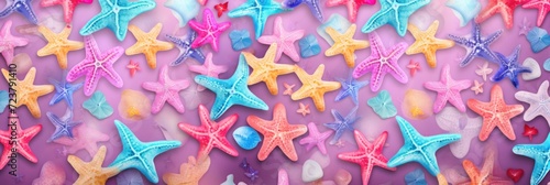 seamless pattern with colorful starfish photo