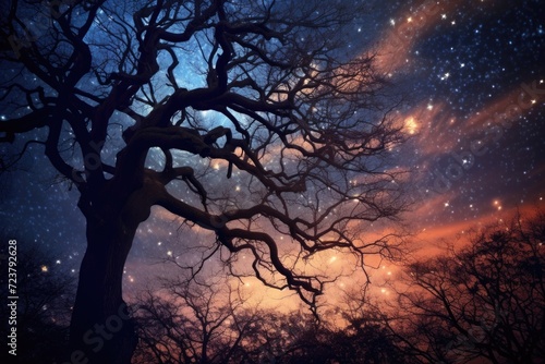 fabulous starry night in the forest