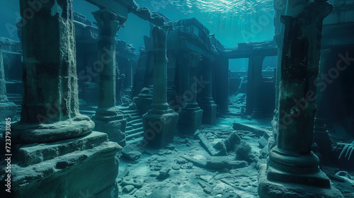 Ancient underwater ruins photo
