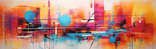 Abstract background in bright colors, consisting of different figures. Suitable as a picture for interior or office decoration.