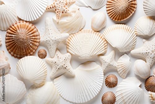 colorful background of seashells and starfish © Natalia