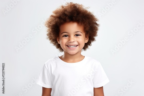A cheerful little boy with a big smile on his face. Suitable for various uses