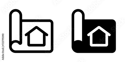 Editable house blueprint vector icon. Property, real estate, construction, mortgage, interiors. Part of a big icon set family. Perfect for web and app interfaces, presentations, infographics, etc