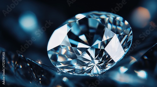 A close up view of a diamond placed on a black surface. Suitable for luxury  jewelry  and beauty-related projects