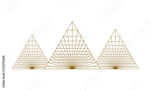 Line three egypt ancient pyramids of giza are egyptian pharaoh tomb outline vector icon design