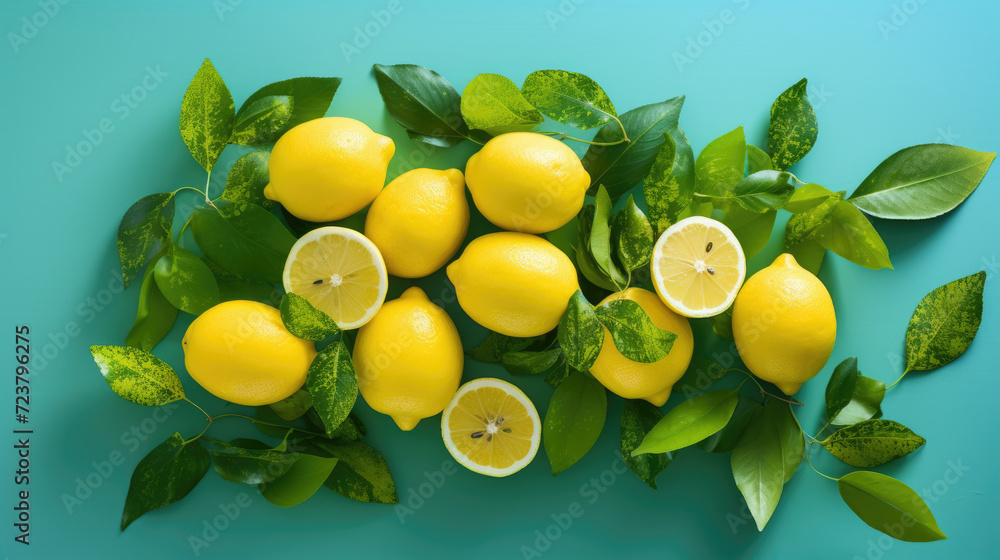 Lemon photo on color background