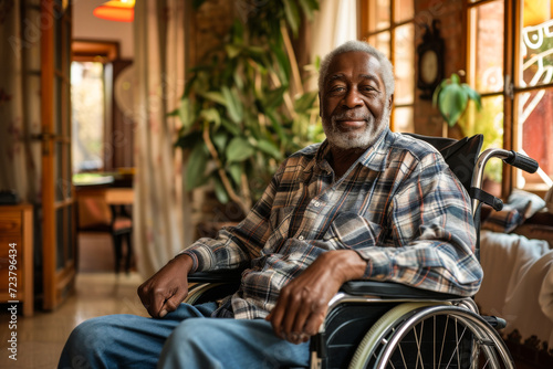 Senior man in wheelchair at nursing home